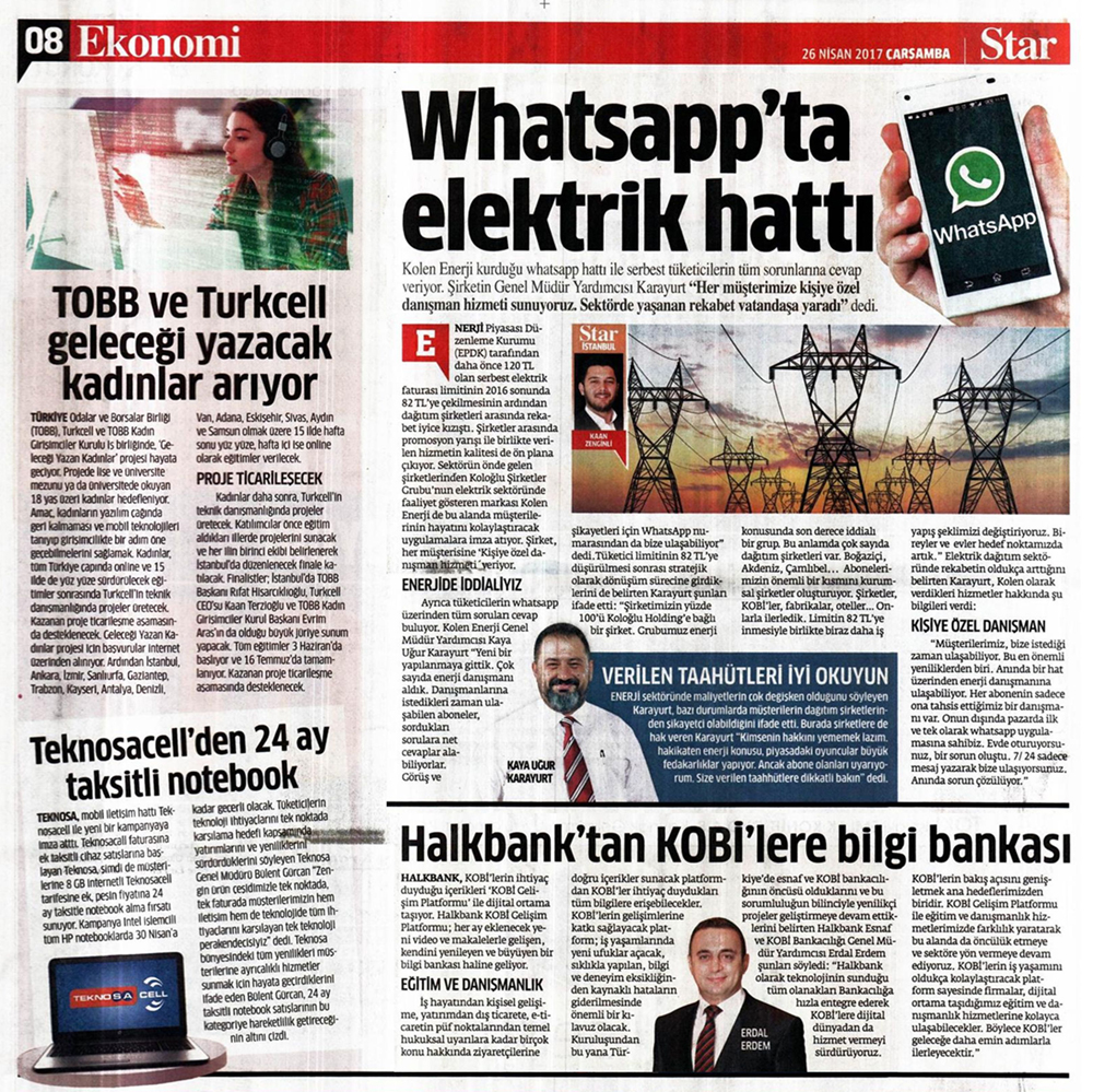 Whatsapp`ta Elektrik Hattı [Star Ekonomi]